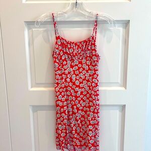 Pull&Bear Red and White Floral Dress